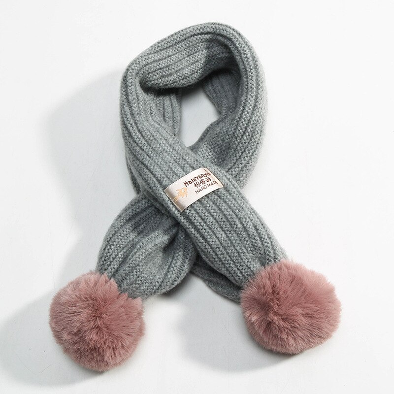 enfants hiver écharpe pompon bébé écharpe garçons filles écharpes à tricoter fausse fourrure boules Intersection forme enfants anneau écharpe: model A color 5