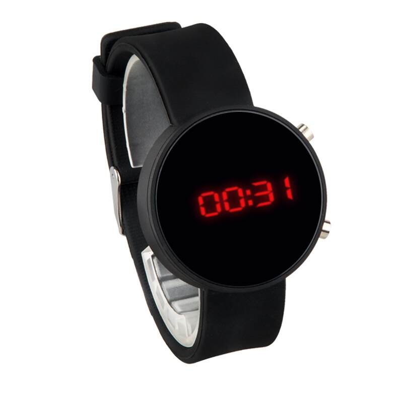 ¡Novedad de ! Reloj Digital LED electrónico Unisex con estilo para hombres y mujeres, reloj redondo rosa oro plata, zegarek damski: Black