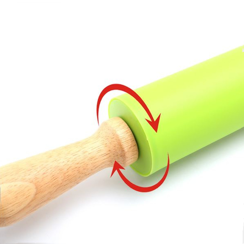 3 maten Siliconen Deegroller met Houten Handvat Gebak Meel Cake Deeg Patroon Roller Bakvormen Keuken Pastry Tool 4 Kleuren