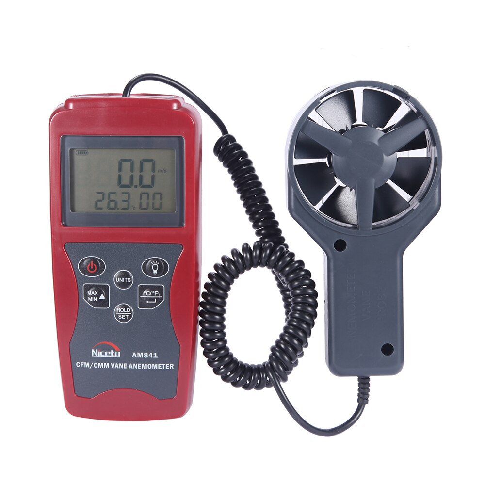 Nicety AM831 LCD Handheld Digital Anemometer Wind Speed Meter & Temperature Measuring with Vane Sensor Backlight GR: AM841