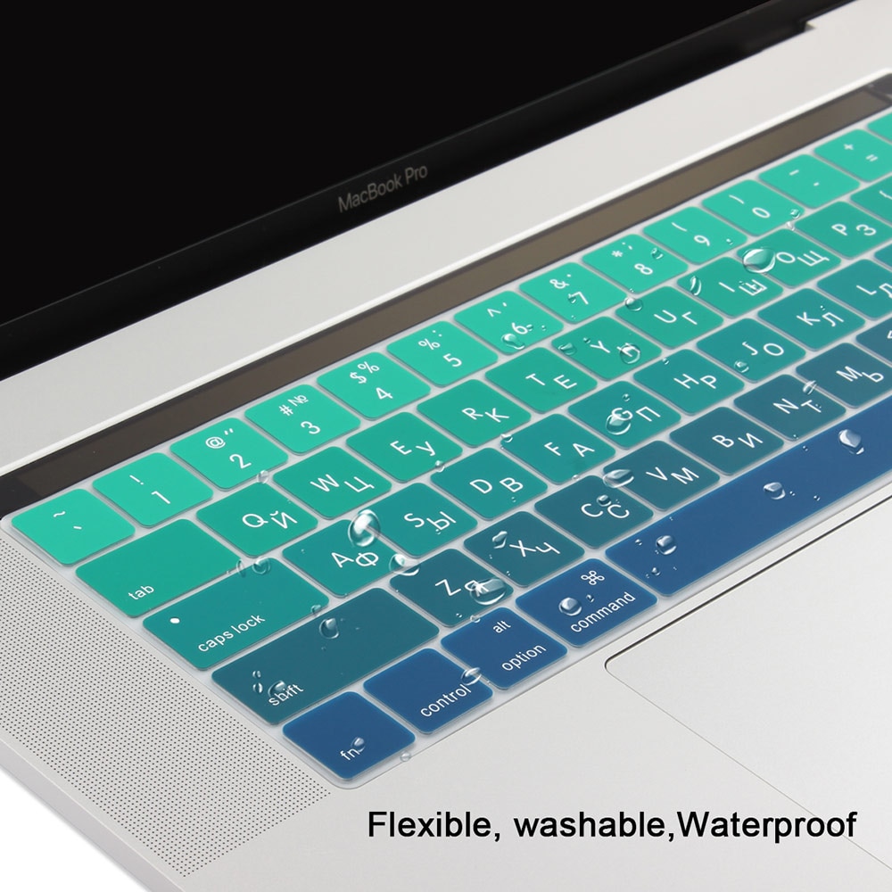Russian Layout Keyboard Cover Skin for MacBook Pro 13" 15" with Touch Bar for Pro A1706 A1707 - US Enter