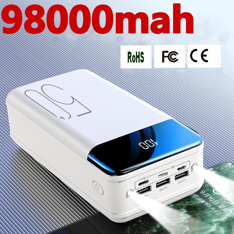 Echt Snel Opladen 100000Mah/98000Mah Power Bank Grote Capaciteit Mobiele Power Universele 5v2.1a Snel Opladen: green
