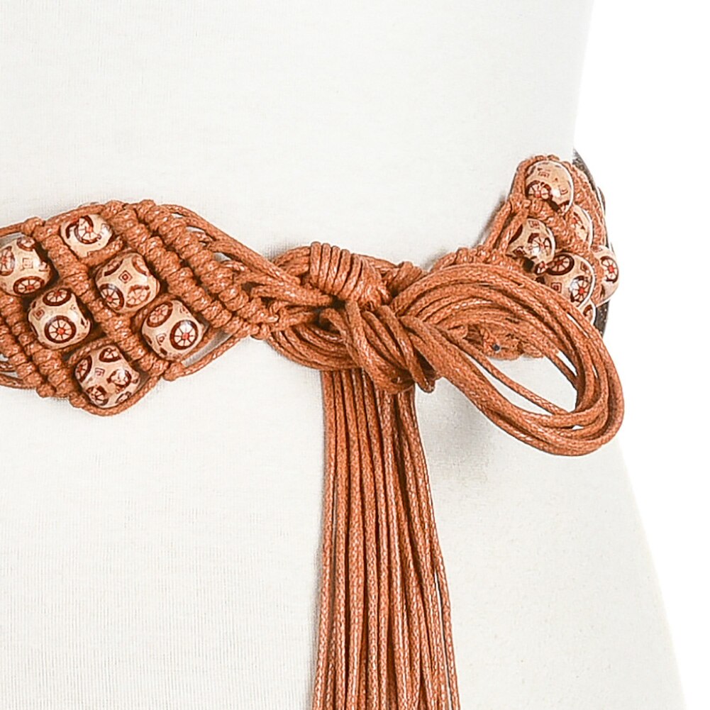 Women Boho Knitted Rope Wooden Beads Belt Waist Ch... – Vicedeal