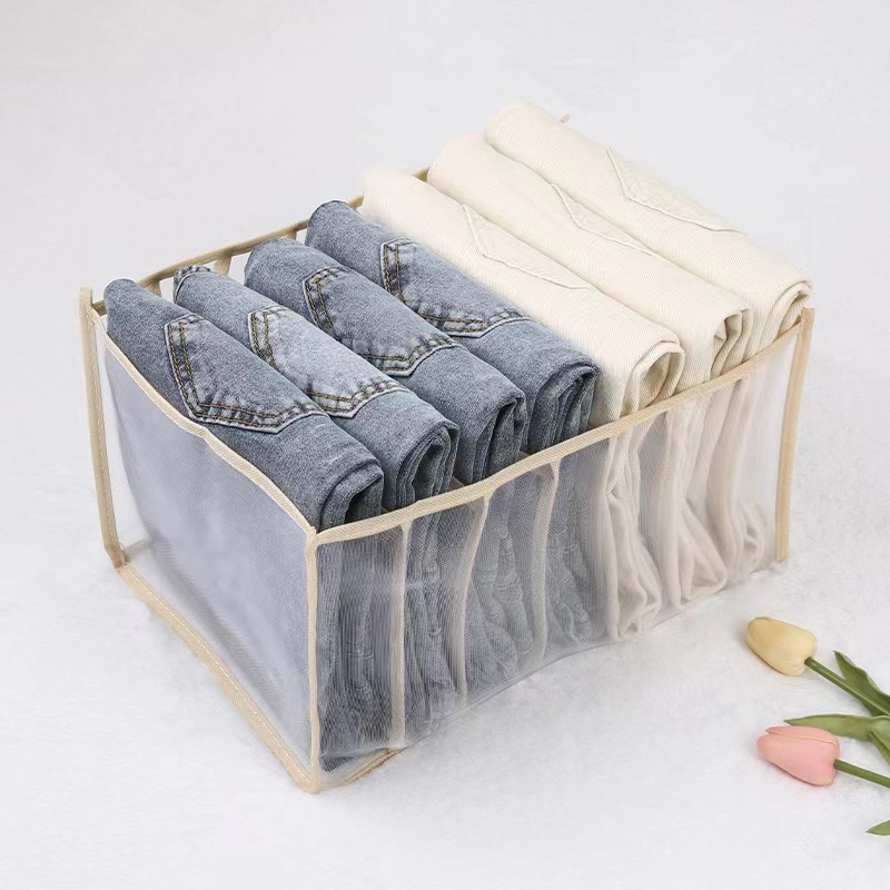 Organizador de armario para ropa interior, divisor de armario para el hogar, caja de almacenamiento para ropa, cajón plegable: Yellow Pants 7 grids