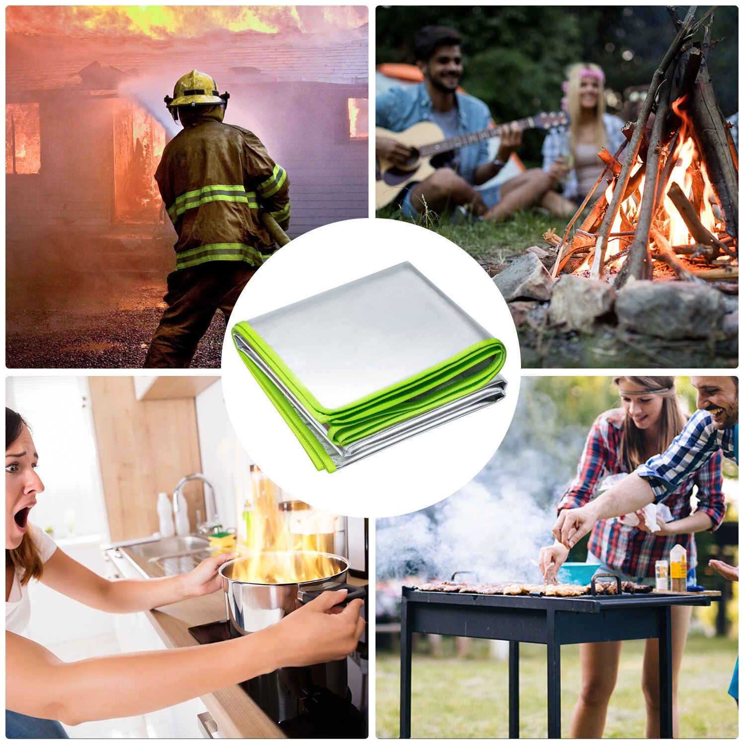 Fire Pit Mat for Deck Visible at Night, Protection Grill & Patio Fire Pit Pad, Fireproof Mat, Deck Protector, 39inch*39inch