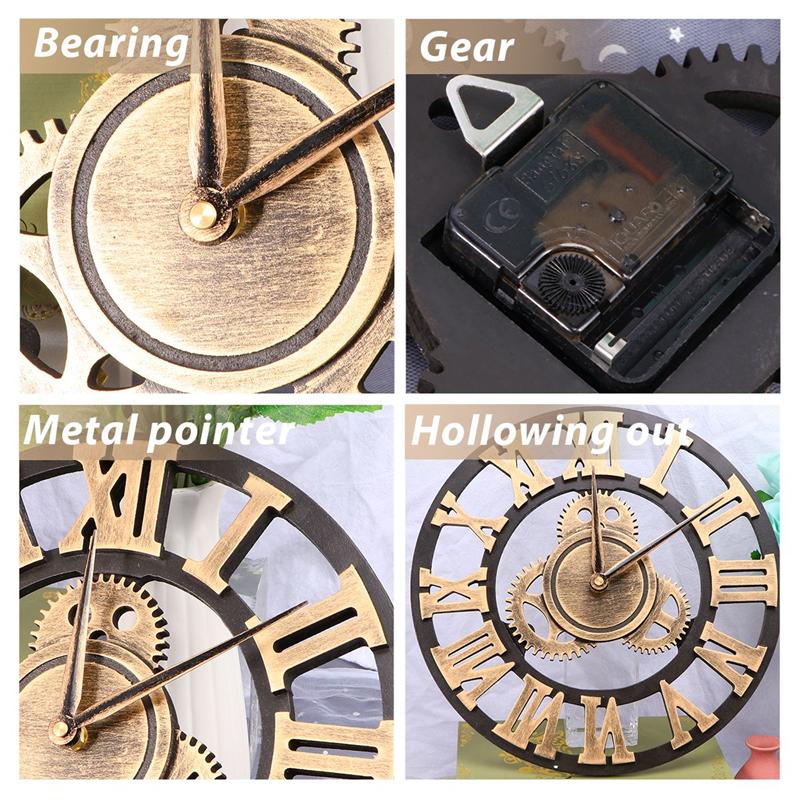 Industrial Style Wall Clock Retro Industrial Gear Wall Clock Decorative Industrial Wall Clock 30cm 40cm 50cm (Without Battery)