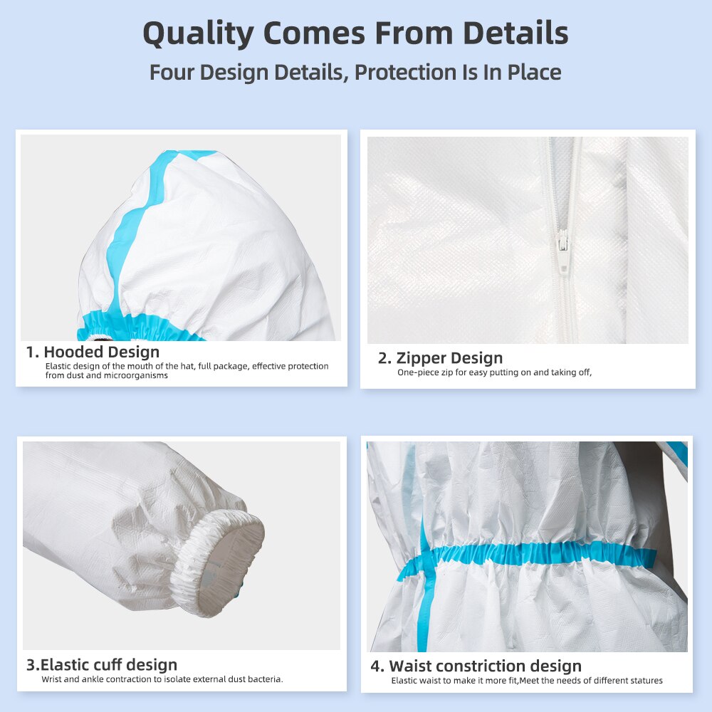Anti epidemic Bacterial Prevent Droplets Protective Suit Waterproof Disposable Safety Protection Clothing Hazmat Suit