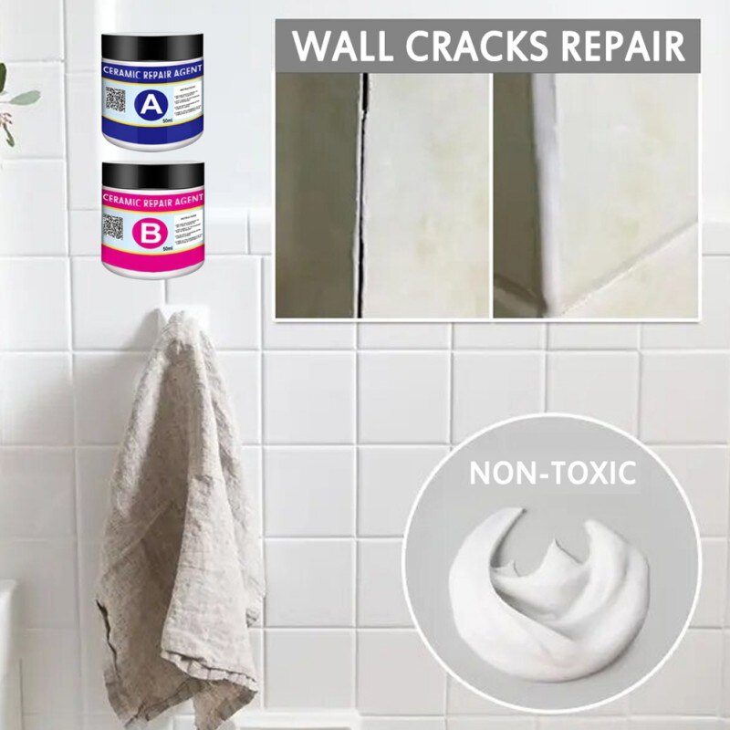 A+B Ceramic Tile Repair Paste Kit Bathroom Tub Repair Kit Tile Shower Repair Kit Fiberglass Porcelain Ceramic Fix Crack Paste D