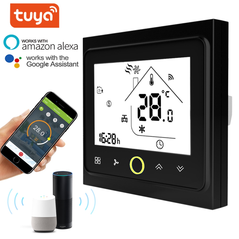 Termostato digital inalámbrico TUYA 2p 4p, con refrigeración/calefacción, modbus, wifi, control de temperatura ambiente para aire acondicionado Central