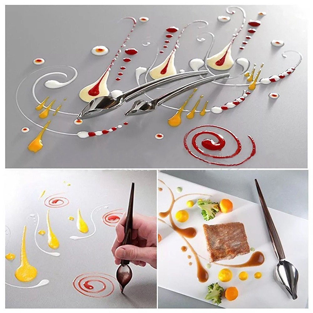 Creatieve Decoratie Lepel Sushi Voedsel Draw Tool Saus Dressing Plaat Dessert Bakvormen Taart Lepel Koffie Versiering Tool