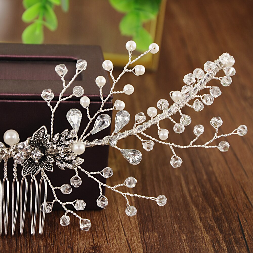 Accesorios para el cabello de boda cinta de pelo de perlas de cristal adornos para el pelo de boda joyería para el pelo de novia diademas SCHP02