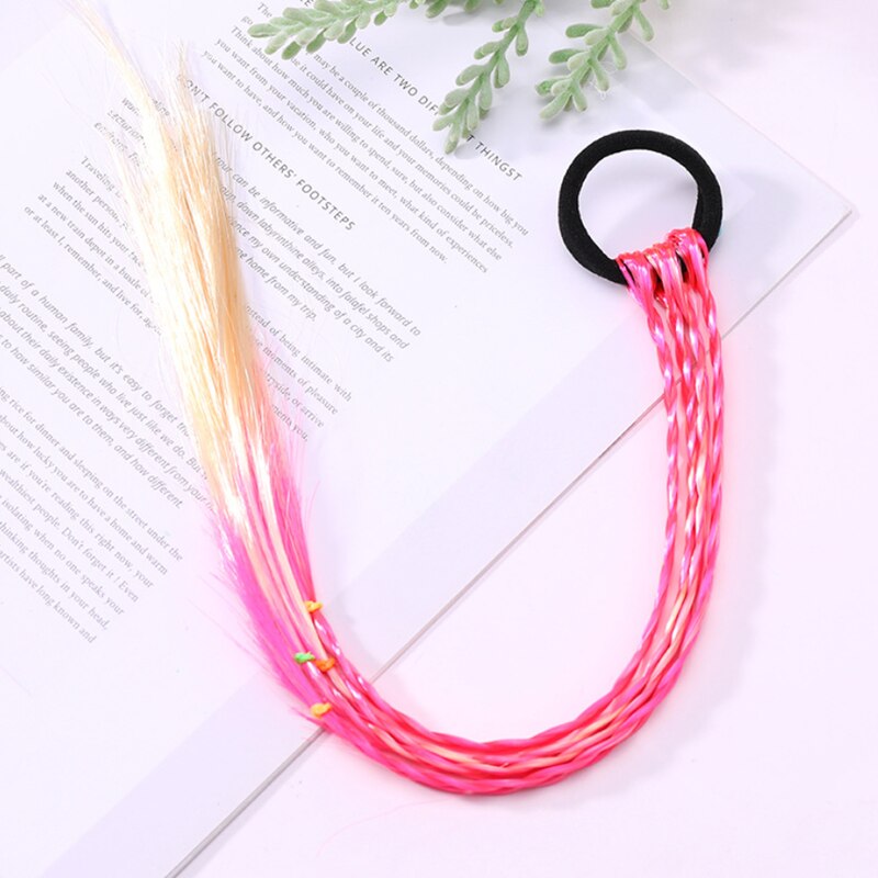 Nowe proste dziecko elastyczna opaska robić włosów gumka robić włosów akcesoria dla dzieci peruka z pałąkiem na głowę dziewczyny skręcać plecionka stroik dziecko prezent: jasny różowy