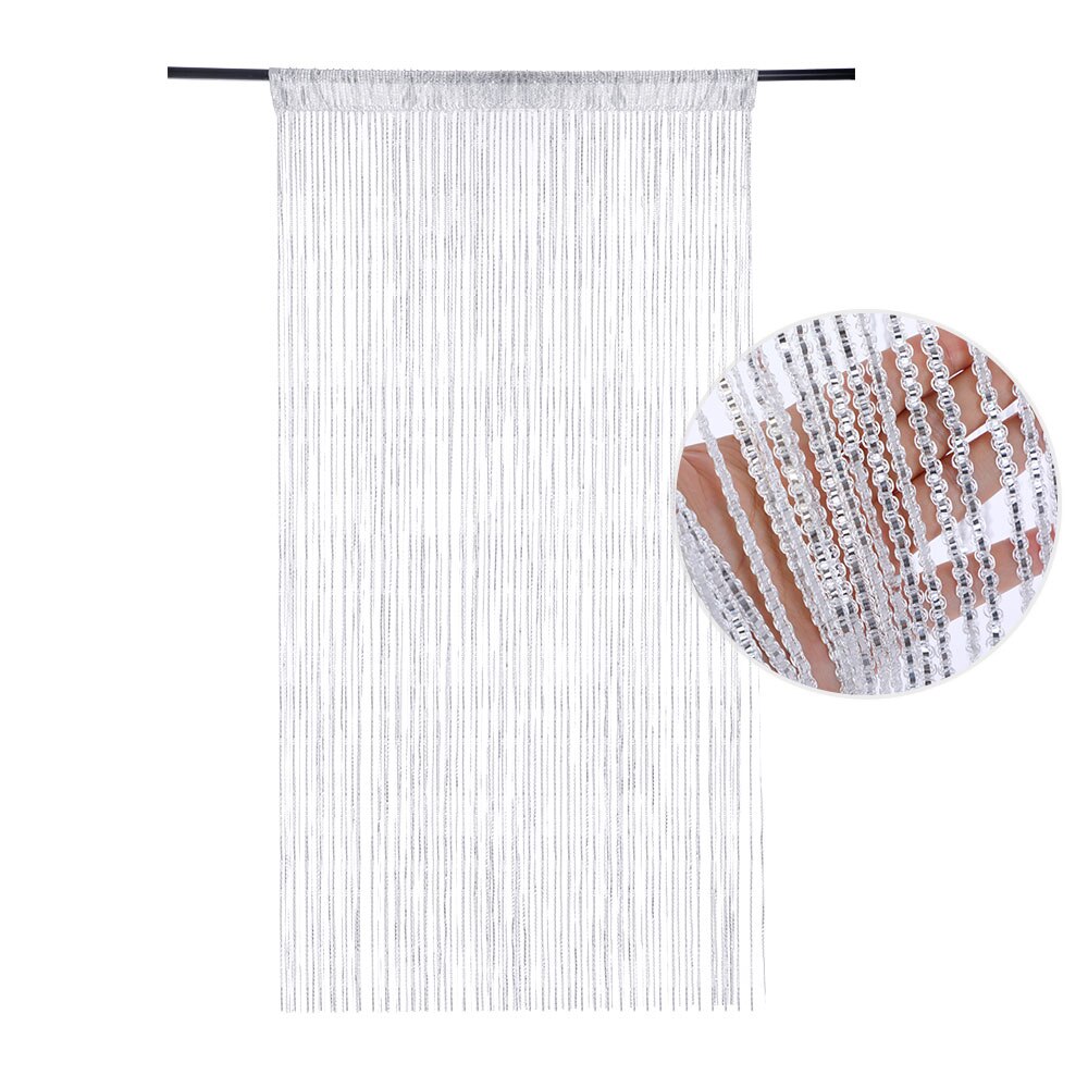 Silver/Black/Champagne Color/Rainbow Color Tassel Hanging String Door Curtain Partition Divider Windows Decoration: white