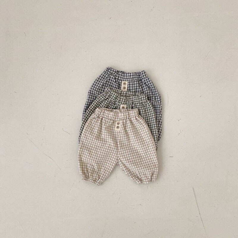 2022 Spring Summer Baby Loose Plaid Pants Cotton Infant Boy Casual Pants Girls Harem Pants Toddler Baby Clothes