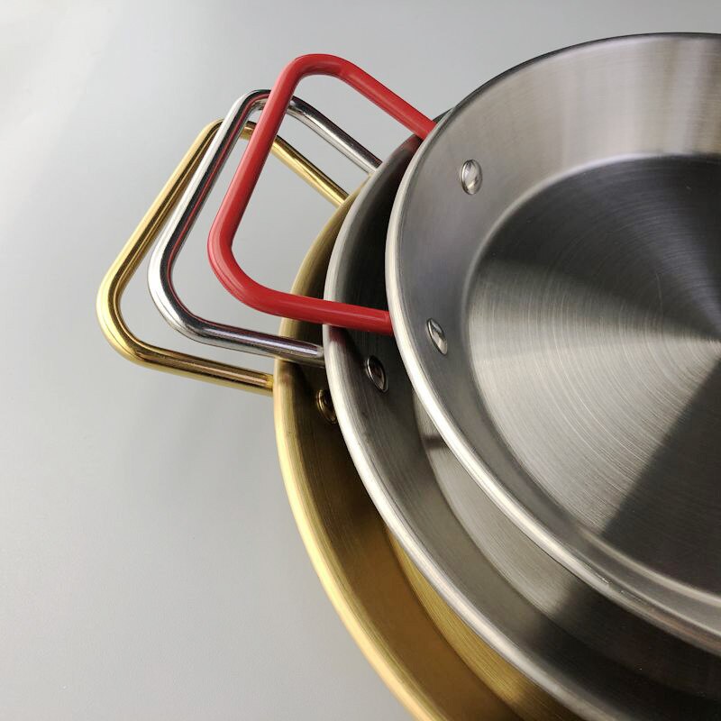 Stainless Steel Serving Platter Pan With Hand-grip Table Flat Dishes 8 Inches for Home Restaurant Dishwasher Safe