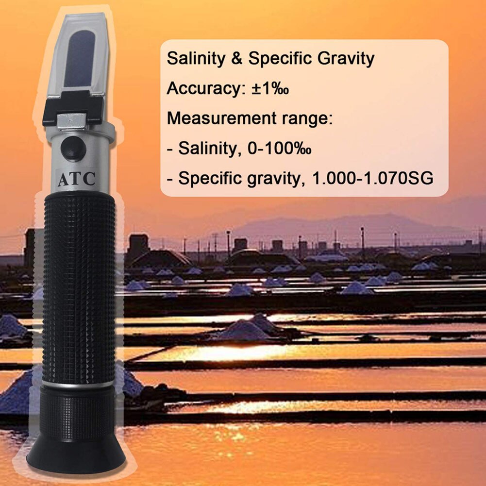 Håndholdt 0-100%  salinometer saltindhold refraktometer meter saltmåler saltvand testværktøj _wk