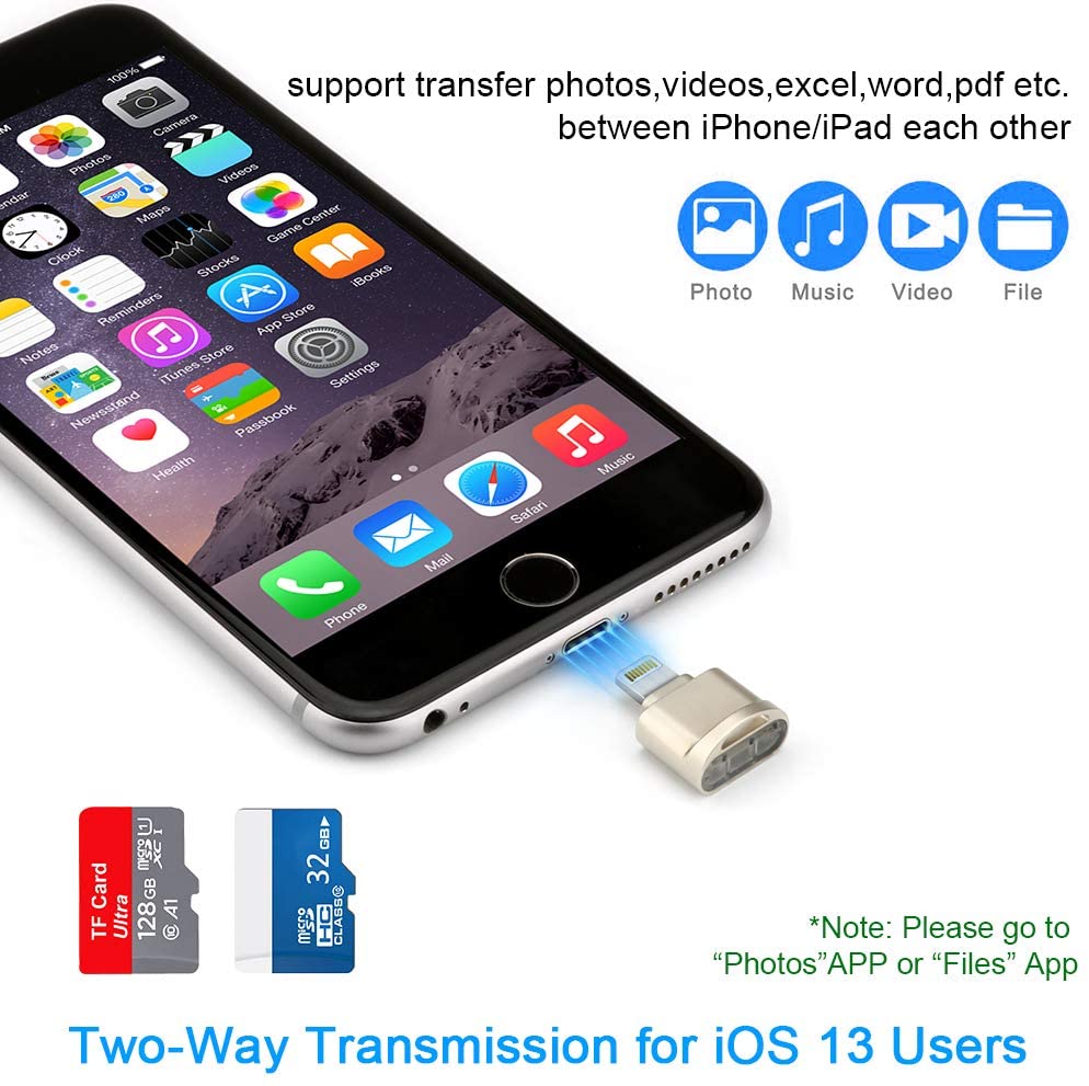 Mini lecteur de carte MicroSD Lightning pour iPhone 11 Pro Max Xr, lecture de vidéo, transfert de données Photo, adaptateur caméra TF, Excel, fichier Word