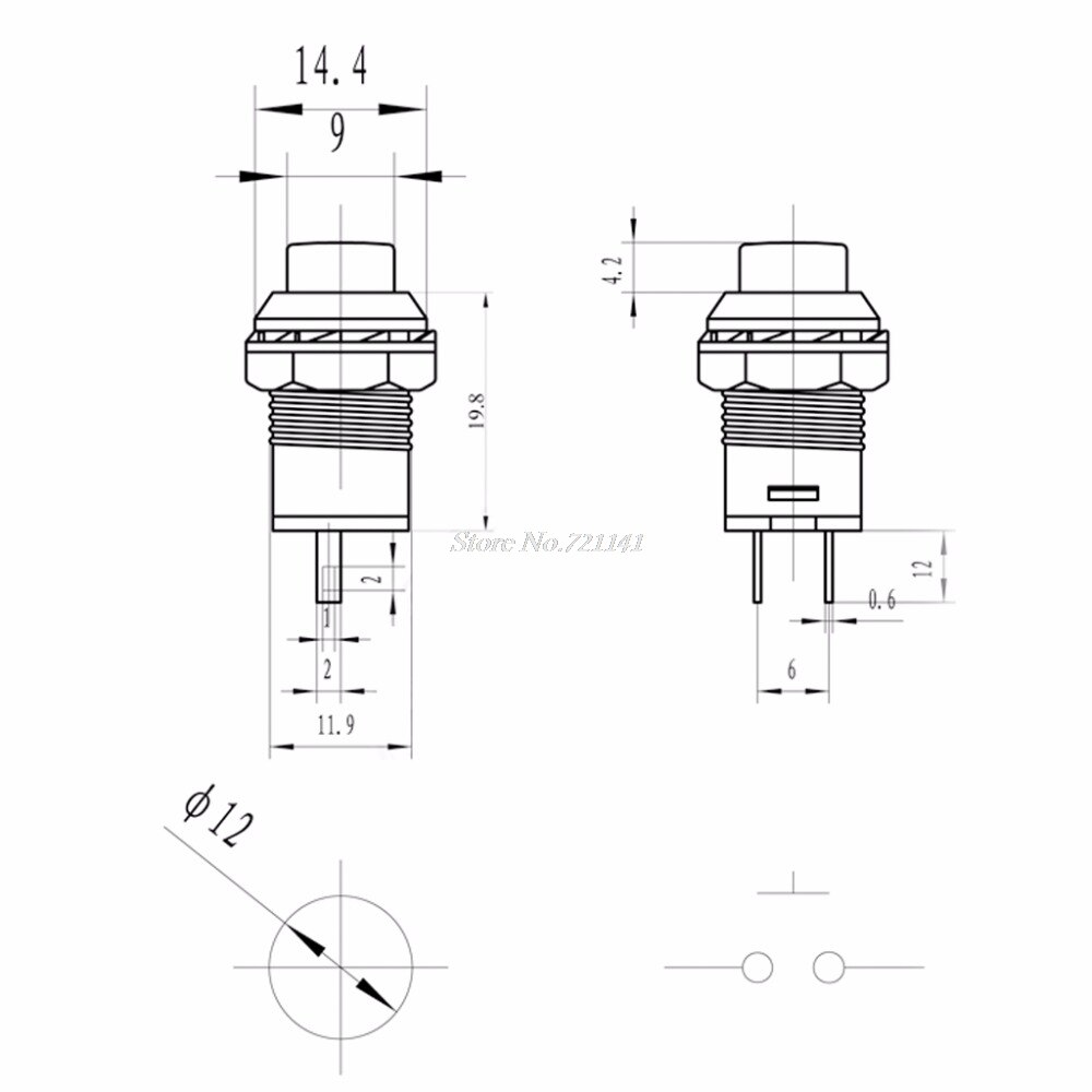 5Pcs/Set Mini DS-425A Self-Locking SPST Push Button Switch 1.5A 250V/3A 125V Button Switch