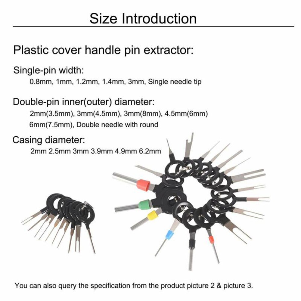 Tools Pin Ejector Kit Release Extractor Puller Automotive Auto Terminal for most connector terminals car tool