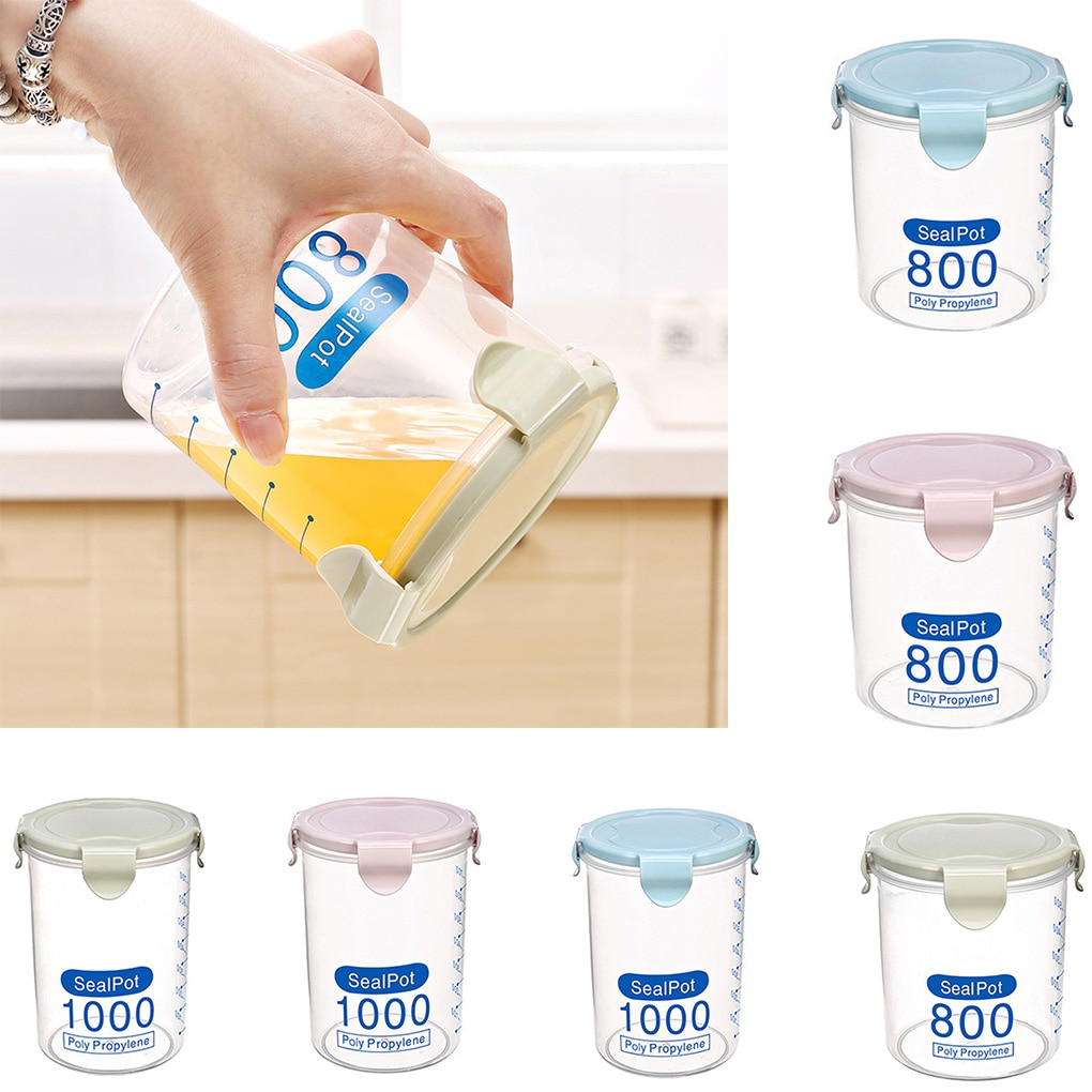 Fenkicyen Buckle PP Sealed Food Container Transparent Cereal Round Storage Jar Holders Kitchen Clear Seasoning Containers