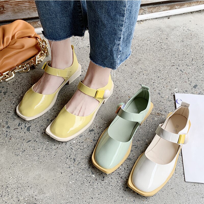 Sommar läder lägenheter kvinnor loafers komfort oxford skor kvinnor casual vit grön gul kvinna lägenheter