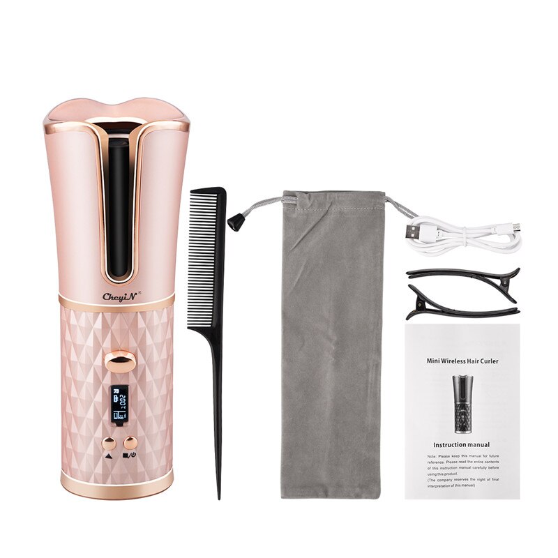 Automatic Hair Curling Roller Unbound Cordless Hair Curler Ceramic Rechargeable Curling Iron Auto Hair Waver Roller: HS464P