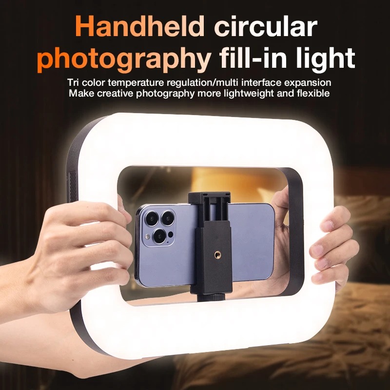 20W Ring Light Cell Phone Handheld Stabilizer 2500K-8500K Build in 8000mAh Rechargable Battery Selfie Video Light for Smartphone