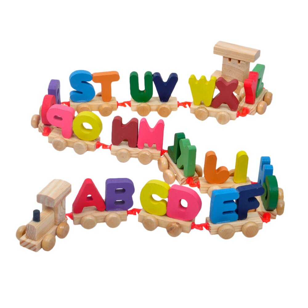 Et sæt træpædagogiske mini magnetiske farverige alfabet tog legetøj brev tog til drenge og piger småbørn: Default Title