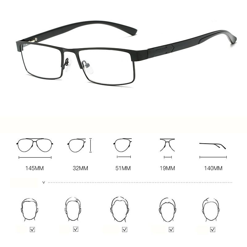Gafas de lectura para hombres y mujeres, lentes no esféricas, aleación de titanio, presbicia, gafas con dioptrías, hipercopia, gafas de prescripción