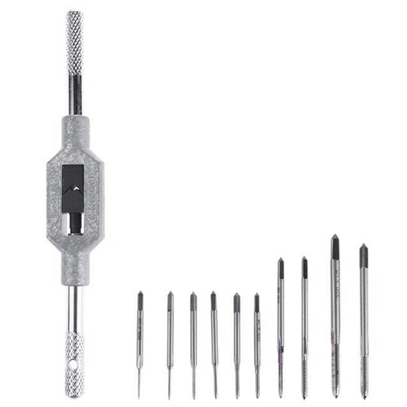 11 stk/parti  m1 m1.2 m1.4 m1.6 m1.7 m1.8 m2 m2.5 m3 m3.5 mini skrue hane sæt hånd tap gevind wire tapning gevindskæring haner angreb