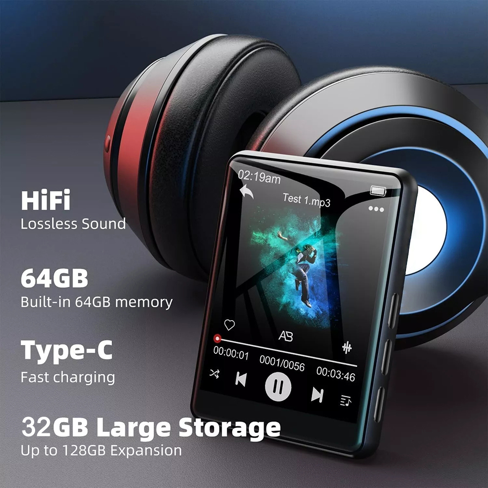 32 GB 2,4-calowy ekran dotykowy Bluetooth 5.4 Odtwarzacz MP3, odtwarzacz muzyczny HiFi z głośnikiem/nagrywarką/ebookiem/zdjęciem