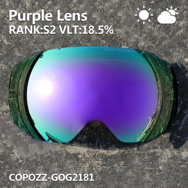 Copozz alkuperäinen magneettilinssi hiihtolaseille gog -2181 linssi anti-fog  uv400: Vaaleanpunainen