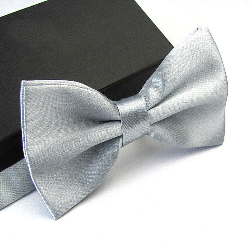 Pajarita de esmoquin a la para hombre, pajaritas de mariposa para hombres, bodas, bordeus, negro/Blanco/plata/champán/azul marino/rosa/azul: Silver