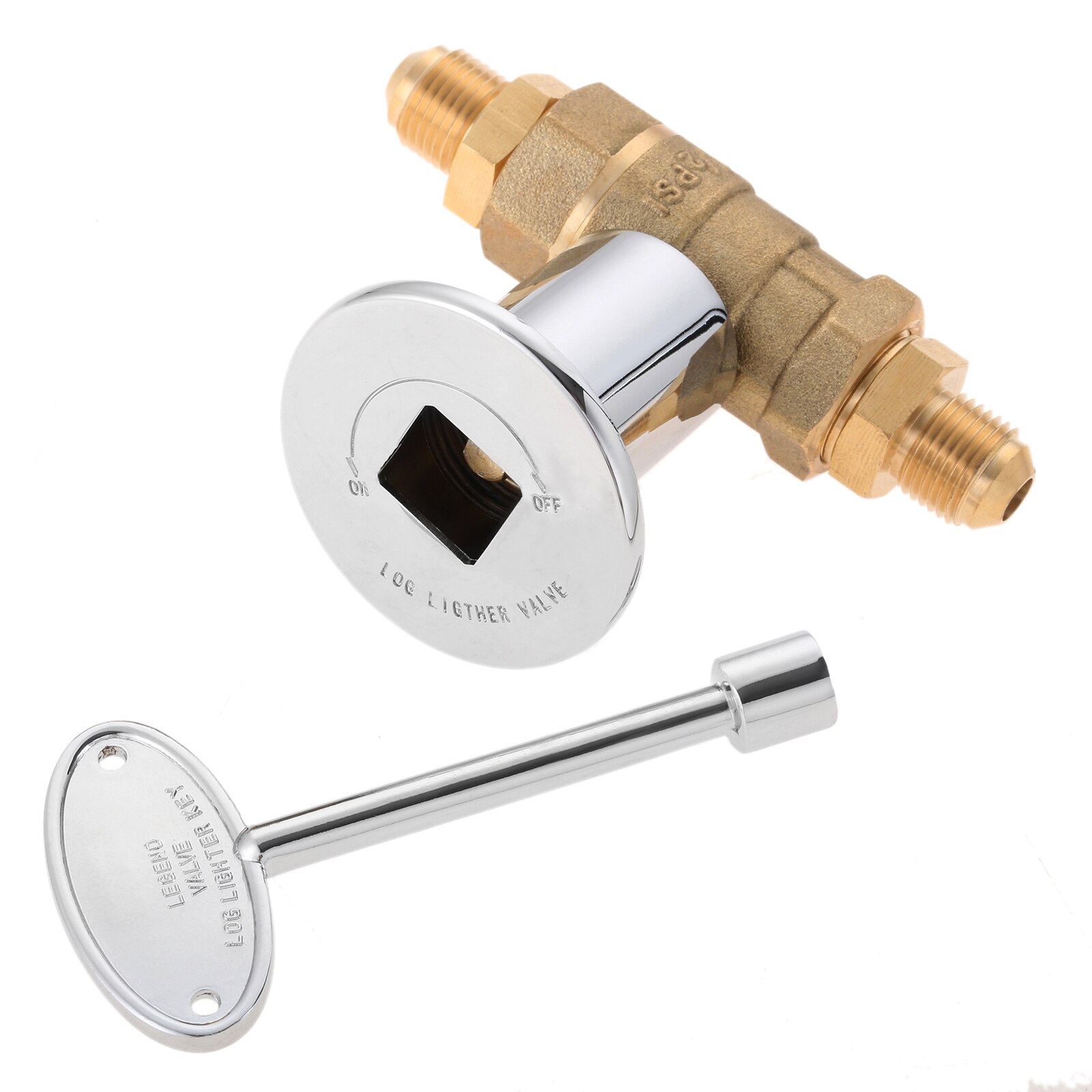 Fire Pit 1/2 Inch Straight Quarter-Turn Shut-Off Valve +3-inch Key +3/8 Male Flare X 1/2 NPT Fittings for Gas LPG Propane Fuels