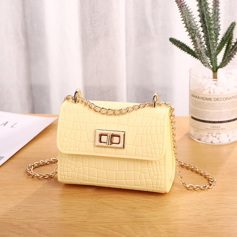 Mini bolso de gelatina de cuero para mujer, cartera de mano con perlas para , monedero,: yellow