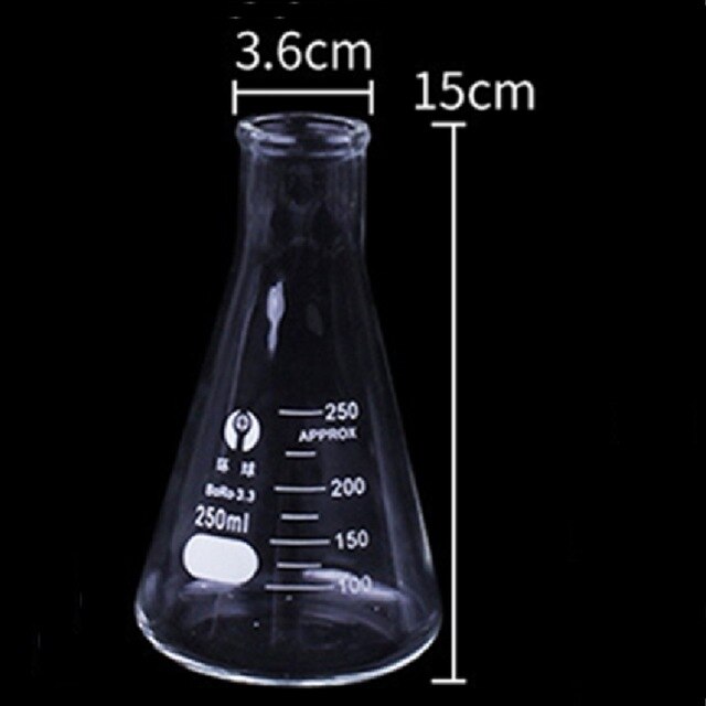 250/500/100 Ml Glazen Zware Muur Smalle Mond Erlenmeyer Kolven Met Zware Velg Voor Lab Chemische Apparatuur: 3.6x15cm