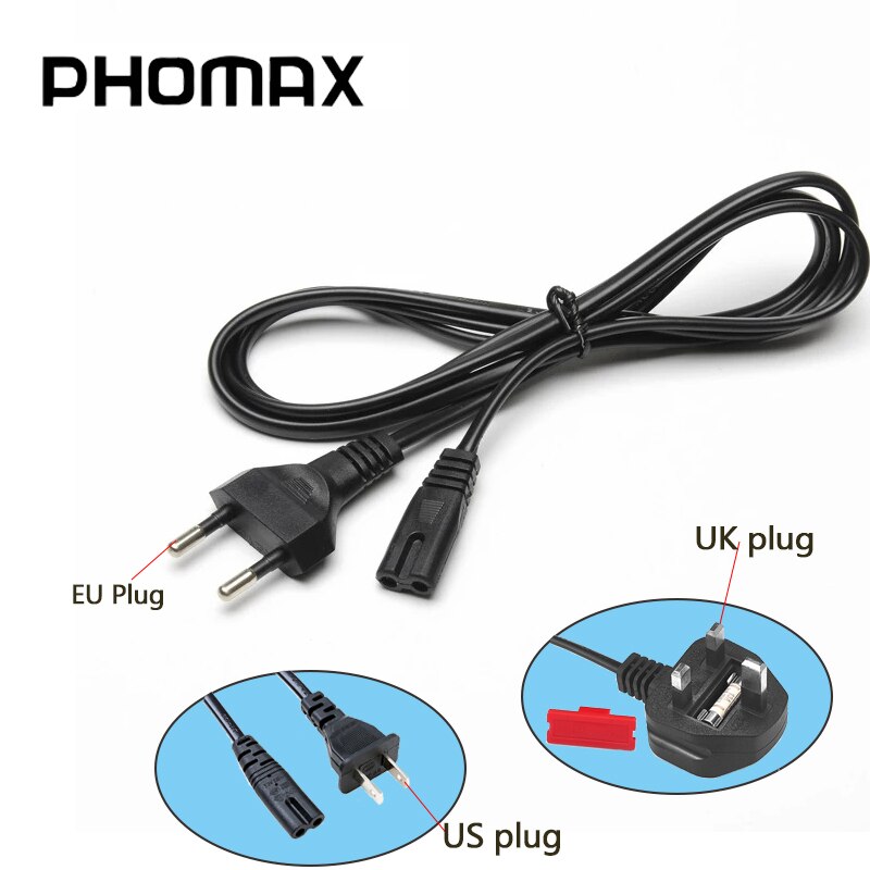 Phomax 2-Prong Pin Netsnoer 1 M Kabel Eu/Us/Uk Plug Lood draad Netsnoer Voor Desktop Laptop Tv Printer Camera