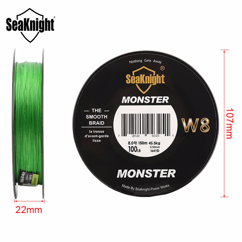 SeaKnight ligne de pêche W8 150 M tresse 8 brins ligne lisse PE Multifilament grand Angle technologie tressée 20-100LB