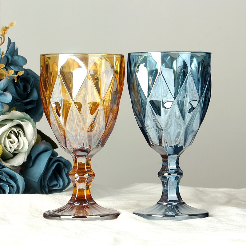 Europæisk stil farverigt rødvinsglas bægerreliefglas vintage juice glas vinglas