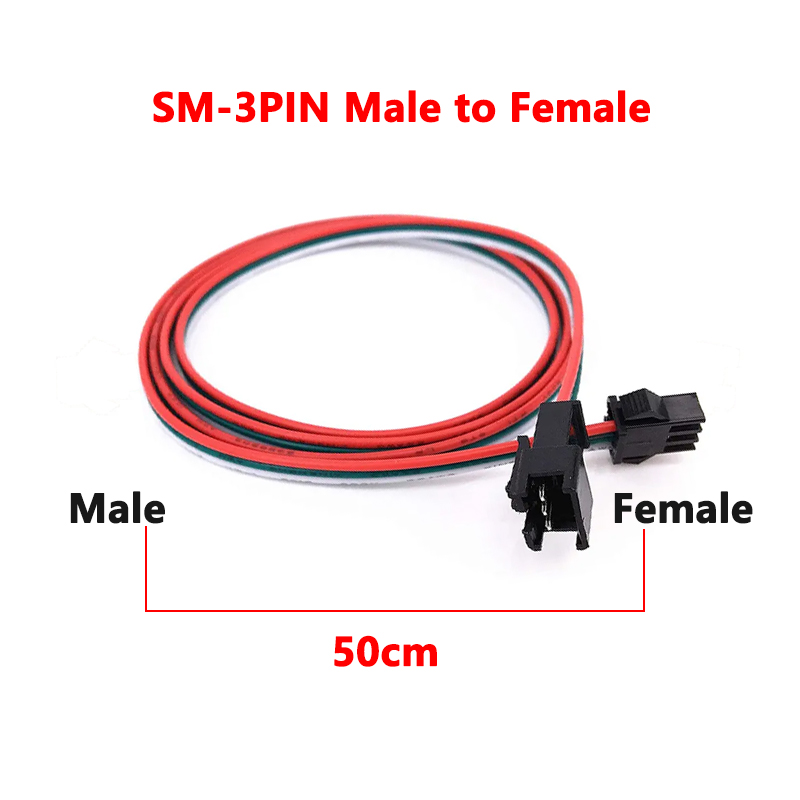 LED Strip JST SM 3P Male Female Connection Harness 1 to 2 3 4 Synchronized Wire 2.54mm Pitch 1M 2M 5M Extension Cable 3Pin AWG22: Lavender