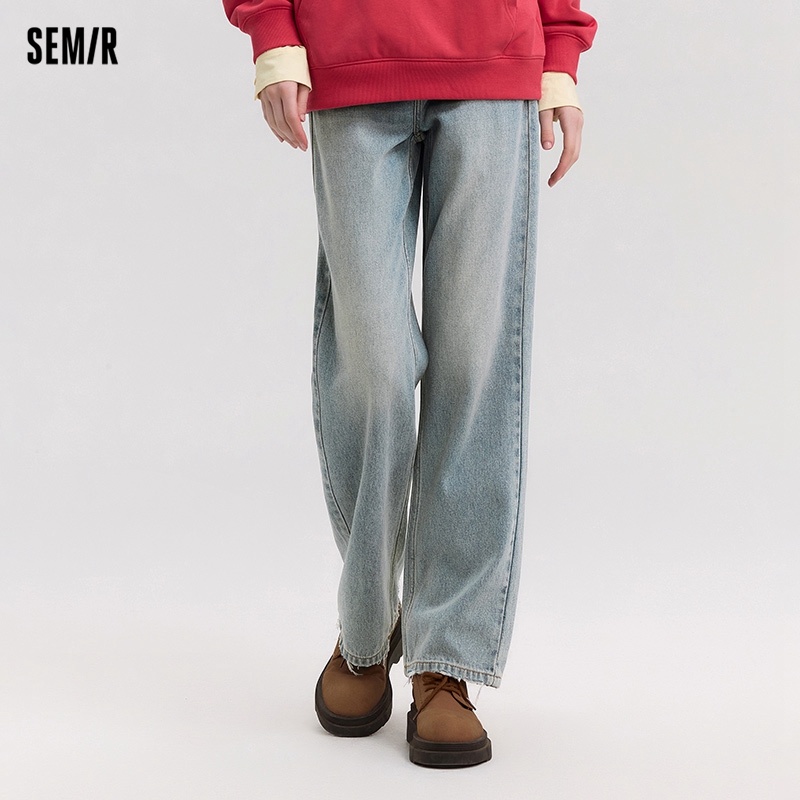 Semir Jeans Women Vintage Long Trousers Spring Wide-leg Trousers Comfortable Soft Versatile Trousers