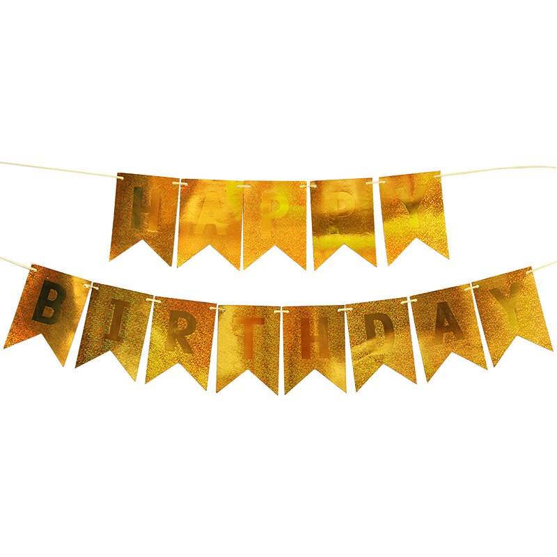 Cartel de feliz cumpleaños, espejo de oro, plata, rojo, azul, banderines de feliz cumpleaños, banderas de guirnalda, fotomatón, decoración para de bienvenida de bebé: Gold