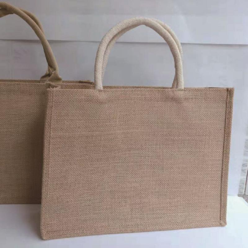 Bolsa de almacenamiento con asa ecológica para mujer, accesorios de bolso de yute, bolsa de viaje de , compras casuales multiuso, hogar sólido