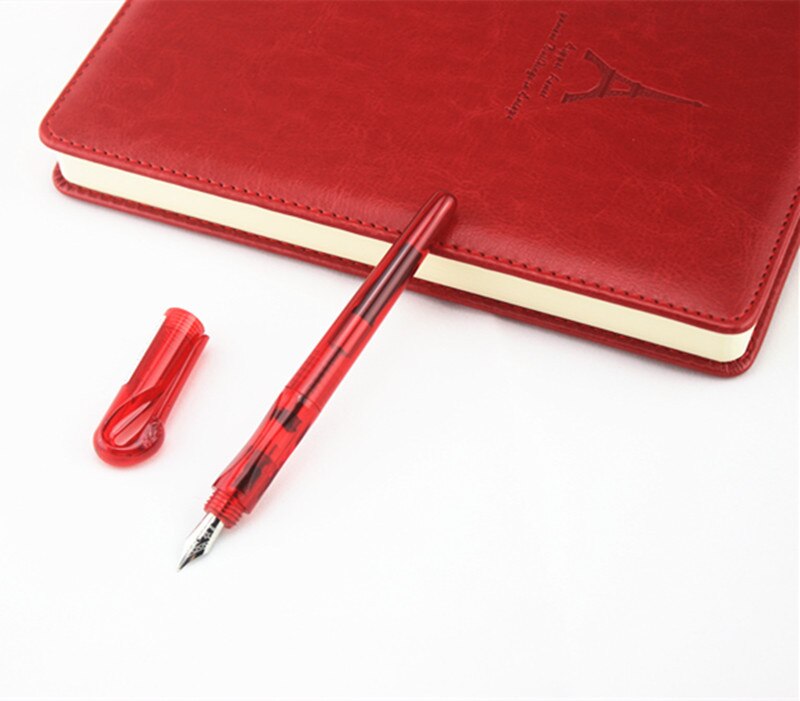 JINHAO-pluma estilográfica de metal swan de , pluma transparente de tinta de 0,5mm, papelería, suministros escolares de oficina, para nuevos estudiantes: transparent red
