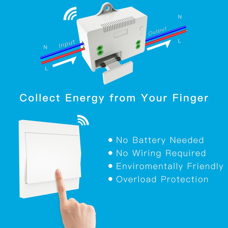 RF433 Wireless Remote Control Wall Light Switch Self-powered Multi-Functinal Switch Wall Panel without battery