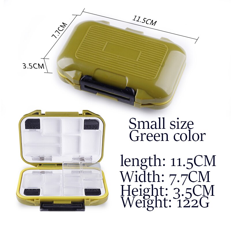 Waterproof Fishing Accessories Protection Box Adjustable Multi Grid Box Double Locking Buckle Fish Accessories Coat Fishing Tool: Green small size