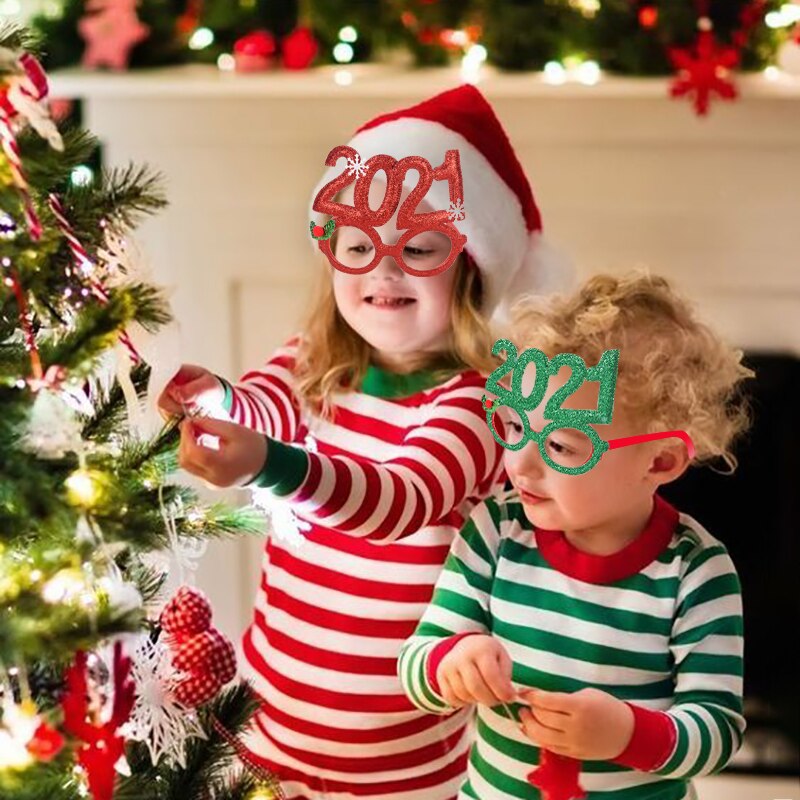 Nowy rok 2021 numer okulary ramka na zdjęcie rekwizyty do fotobudki Navidad ozdoby świąteczne szczęśliwe przyjęcie noworoczne fantazyjne okulary dla dzieci prezent
