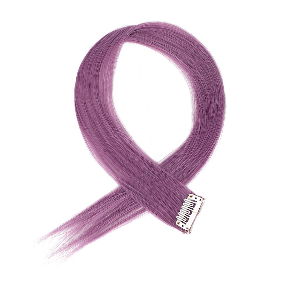 XBwig-extensiones de cabello sintético para mujer, Clip puro en tiras de una pieza, 12 ",: Pink purple