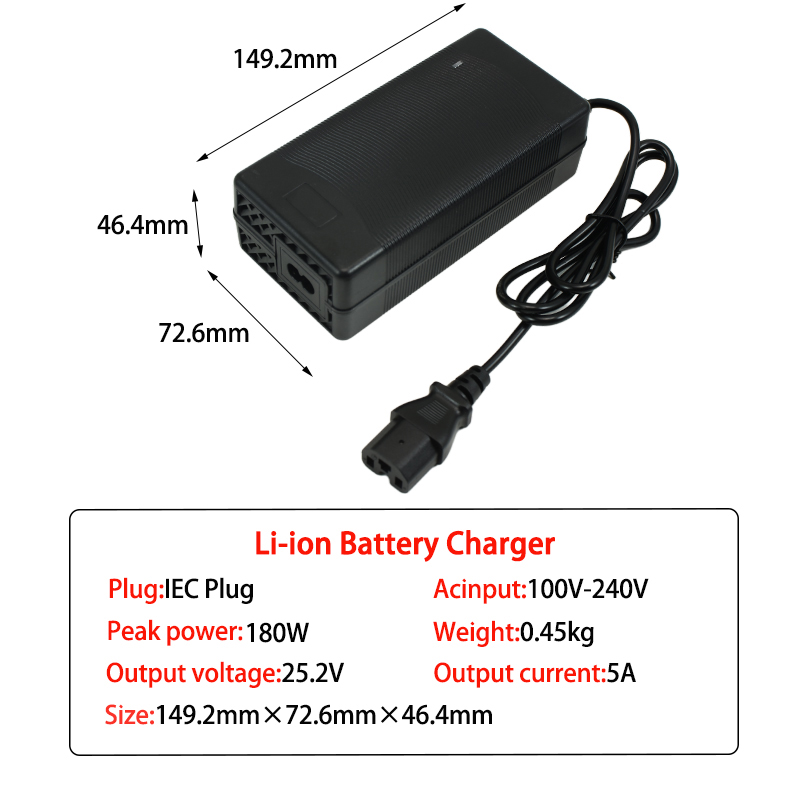 25.2V 5A Lithium Charger DC5521 Connector For 6Series 22.2V 21.6V Li-ion Fast Battery Charger Input voltage 100-240V: Sliver / AU