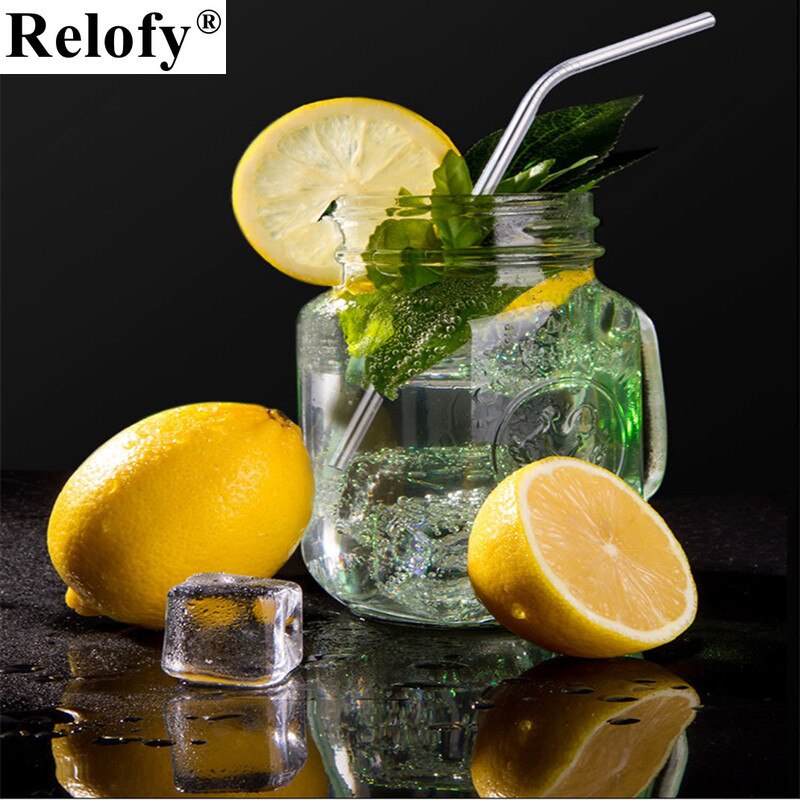 4pcs Stainless Steel Straws Eco-friendly Straw Reusable Drinking Straws with Clean Brush Coffee Milk Tea Straw Bar Home Tools